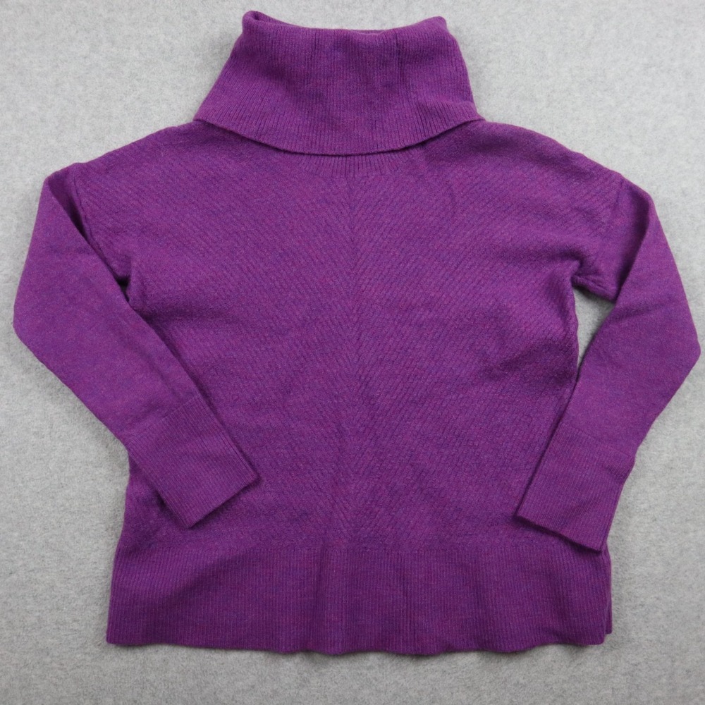 Aspen Sweater Womens Large‎ Merino Wool Cowl Neck Pullover Purple Long Sleeve